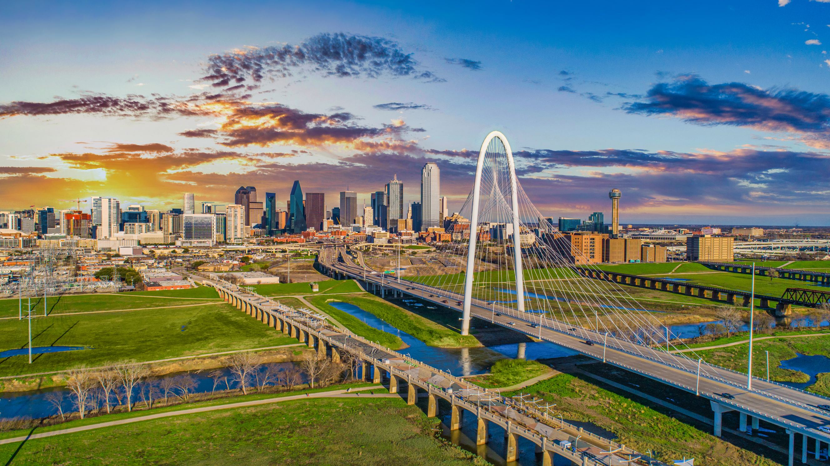 An aerial picture of Dallas Texas downtown.